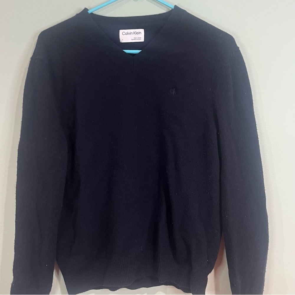 Calvin Klein Men's Black V-Neck Knit Sweater - Picture 2 of 7